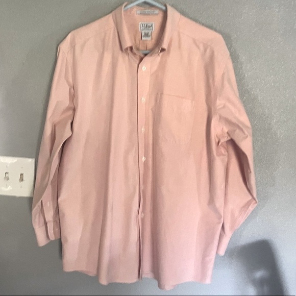 LL Bean Button Up Shirt Mens Large Pink Heavy Flannel Wrinkle Resistant Salmon - Picture 1 of 3